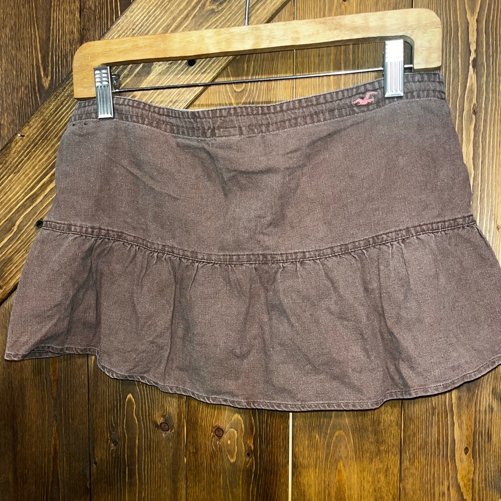 Vintage drawstring Hollister Women's Chocolate Mini Skirt size 1 - Picture 4 of 9